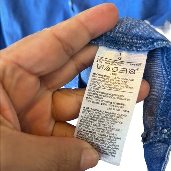 Old Navy Denim Chambray Tunic Dress Long Sleeve Popover Large - Picture 4 of 5